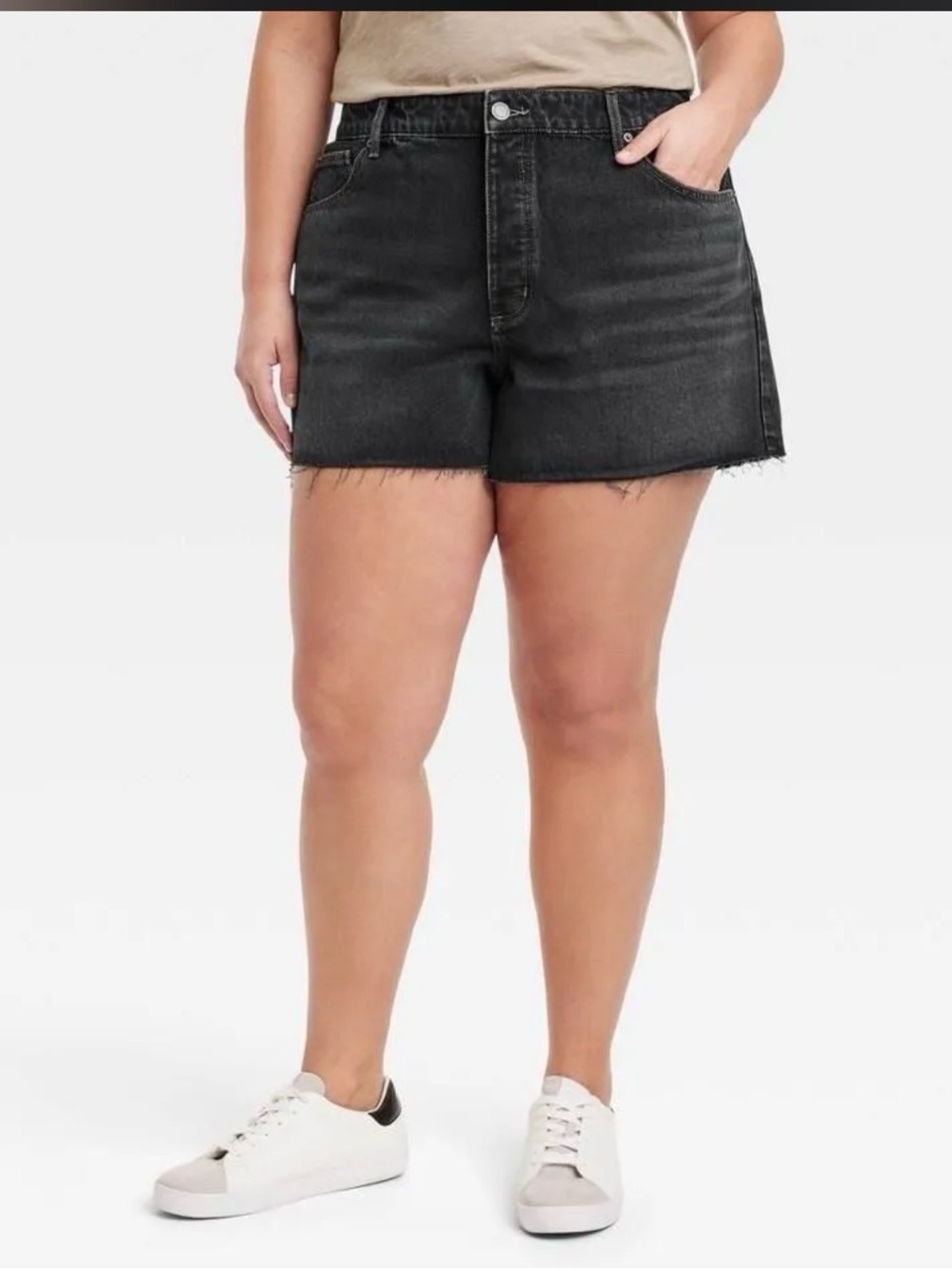 Universal Thread Washed Black Raw Hem Denim Shorts